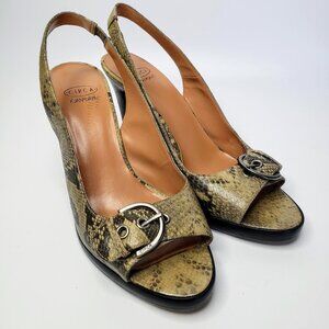 Circa Joan & David Djotsego Boa Embossed Leather Slingback Heels 9M